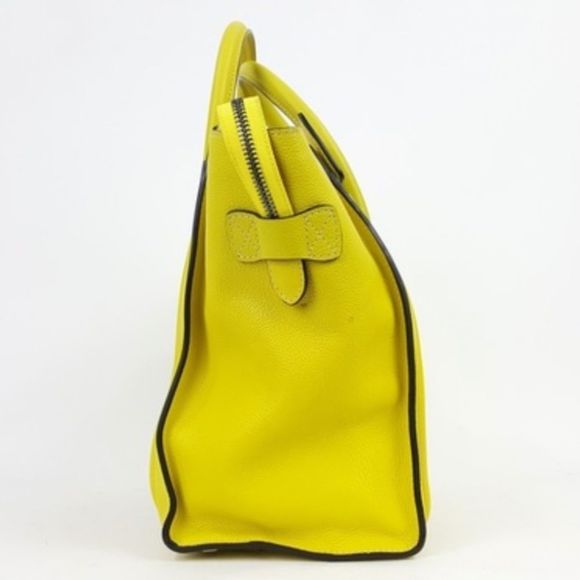 Celine Yellow Grainy Leather Double Handle Mini Luggage Full Zip Tote Bag - Picture 4 of 8